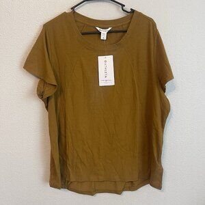 NWT ATHLETA Skyway Flutter Sleeve Tee Brass Yellow Supima Cotton Oversized XL